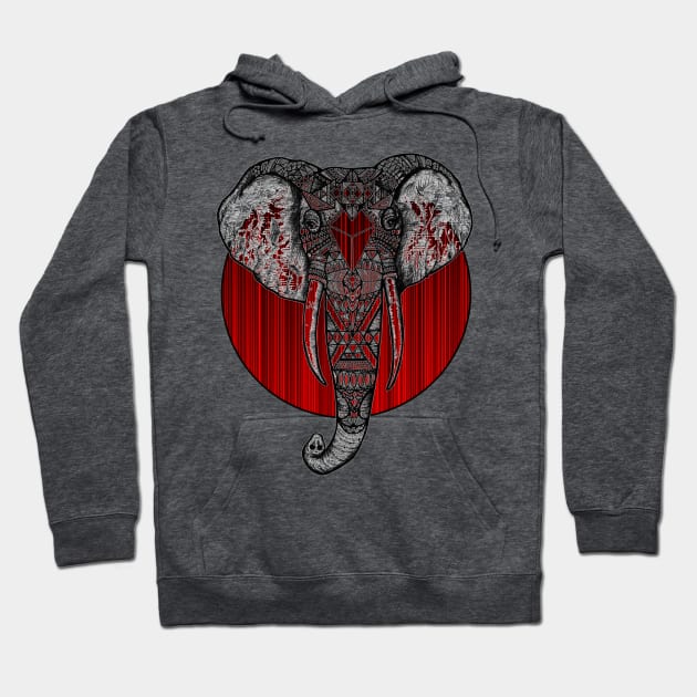 Red Stripes Elephant Hoodie by StylishTayla